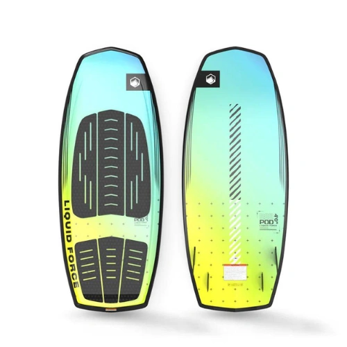 Light blue and yellow wakesurf board