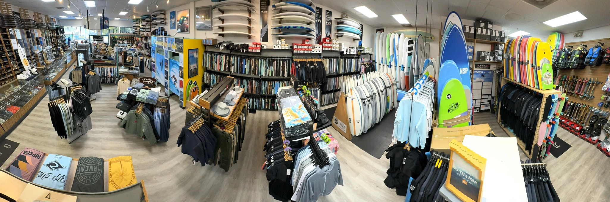 wide view of a surf store